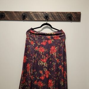 LuLaRoe Blue and Red Maxi A-Line Skirt Casual Resort Wear